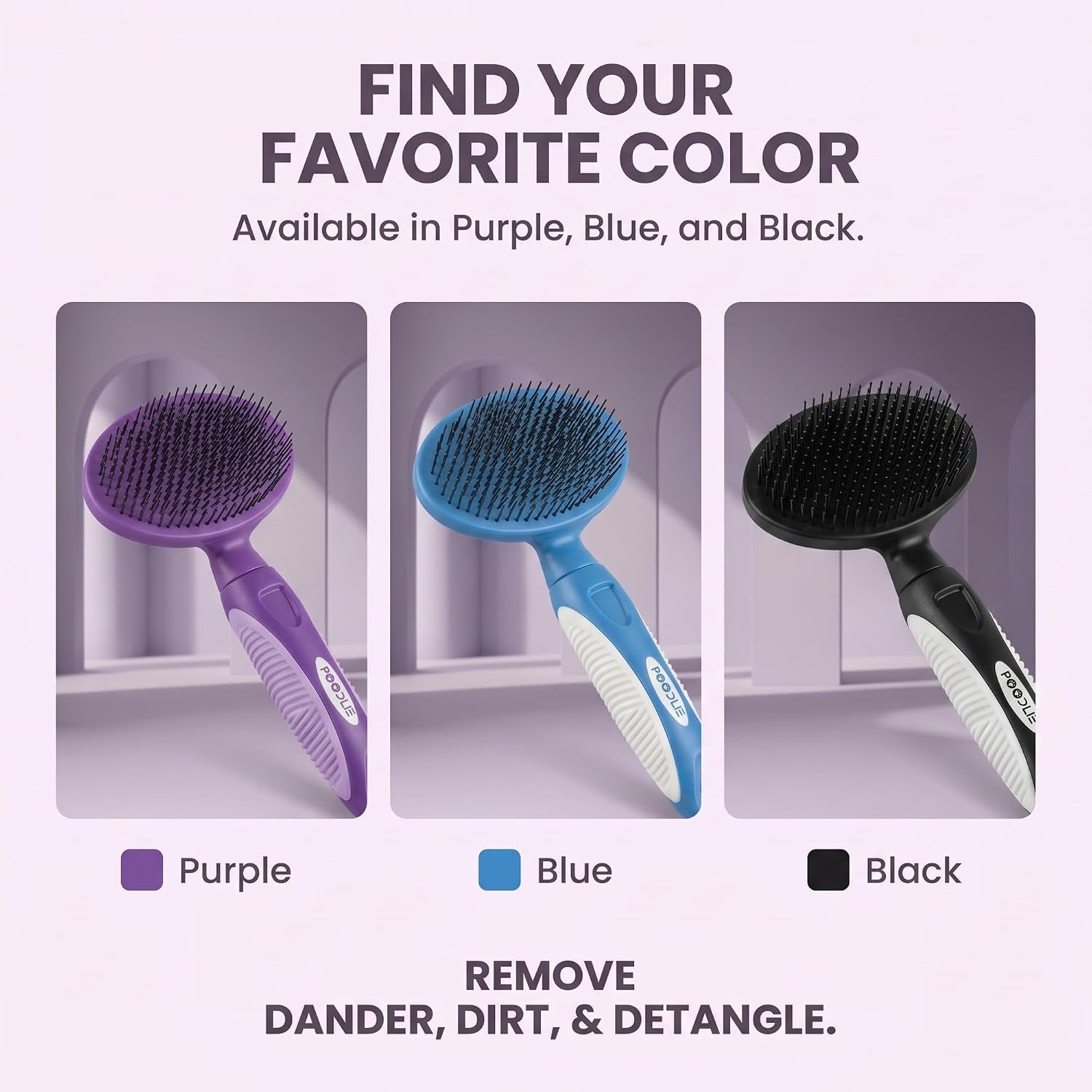 round-bristle-pet-brush-for-dogs-and-cats-soft-dog-brush-for-grooming-short-or-long-hair-gentle-tool-for-sensitive-skin-removes-dander-dirt-and-detangles-purple