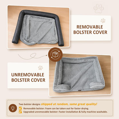 Comfort Expression Orthopedic Dog Bed for Extra Large Dogs with Bolster | Waterproof Dog Couch Bed with Washable Cover & Non-Slip Bottom, Supportive Egg Crate Foam XL Pet Bed, 42X30 Inch6