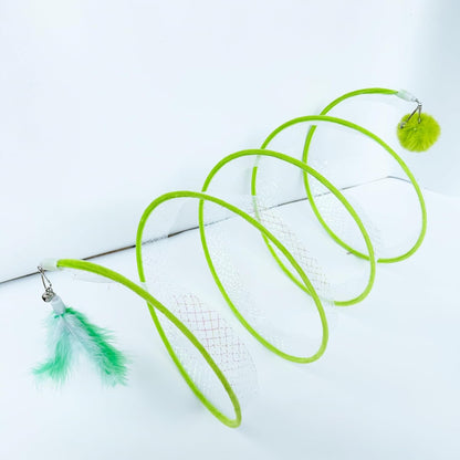 Self Play Cat Hunting Spiral Tunnel Toy, Folded Cat Spring Tunnel Toys for Indoor Cats (Green)7