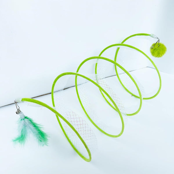 Self Play Cat Hunting Spiral Tunnel Toy, Folded Cat Spring Tunnel Toys for Indoor Cats (Green)7