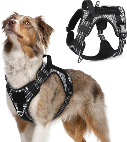 Rabbitgoo Tactical Dog Harness for Large, No Pull Military Service Vest | Molle & Handle, Heavy Duty, Adjustable, Reflective Straps, Easy Control for Training Walking, Black, Large12