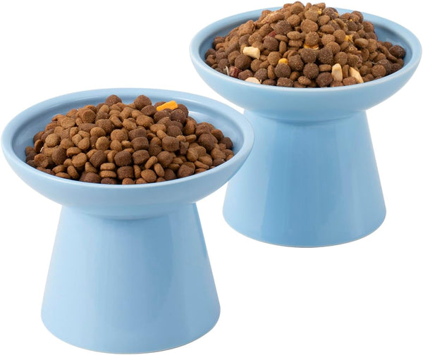 CEEFU 2-Pack Elevated Ceramic Cat Bowls Extra Wide for Food & Water | anti Vomiting, Whisker Friendly, Shallow Food Dish and Deep Water Bowl, Lead&Cadmium-Free, Raised Height for Cats, Sage Green11