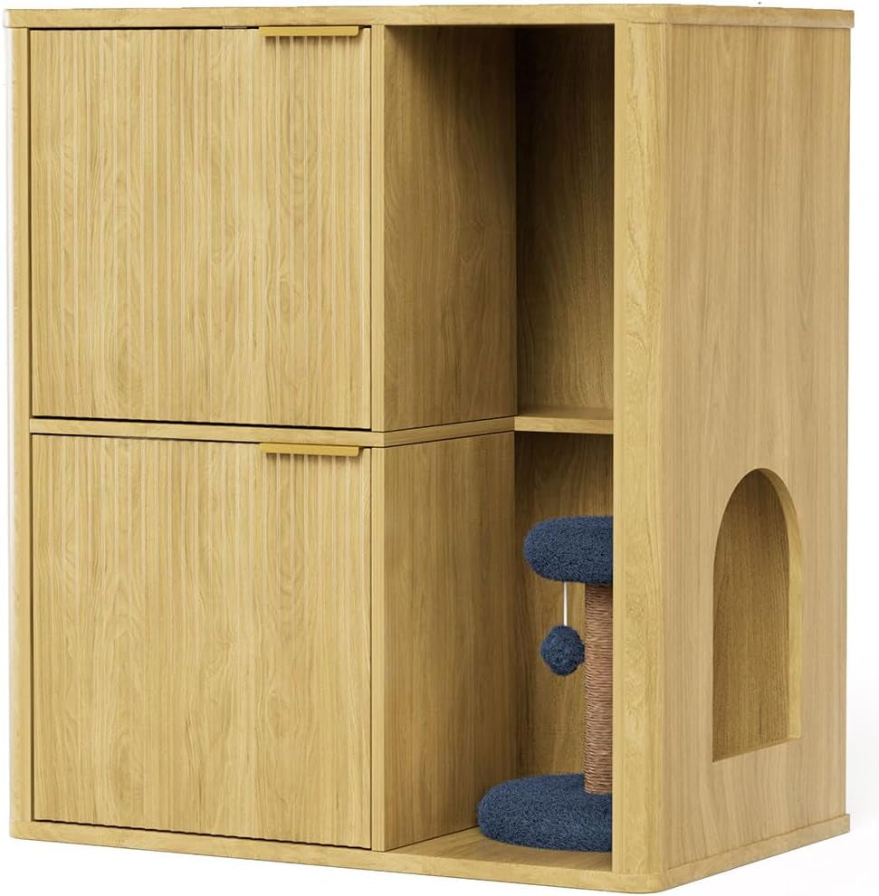 cat-litter-box-enclosure-furniture-2-storey-hidden-litter-box-cabinet-with-scratching-post-storage-shelf-fluted-modern-litter-box-enclosure-for-living-room-bedroom-natural