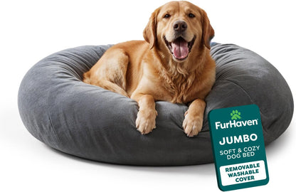 Furhaven Soft & Cozy Dog Bed for Medium/Small Dogs, Refillable W/ Removable Washable Cover & Liner, for Dogs up to 35 Lbs - Plush Faux Fur Bean Bag Style Ball Bed - Espresso, Medium11