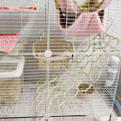 2 Pack Hanging Rat Rope Net, Bird Swing Toy, Parrot Climbing Ladder Bridge for Small Animal Cage Accessories3