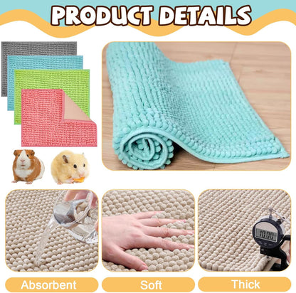 8 Pcs Guinea Pig Liner Washable Rabbit Cage Liner 16X12 Inch Guinea Pig Fleece Mats Reusable Bedding Pee Pads for Small Animals, Bunny (Gray, Green, Pink, Blue)2