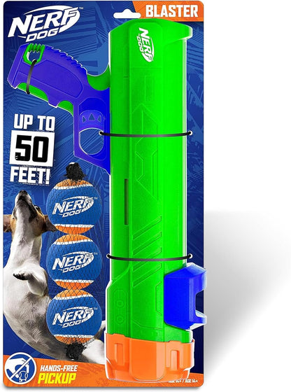 Nerf Dog Tennis Ball Blaster Dog Toy Blue/Orange, 16 Inch Compact Blaster with 1 Ball17