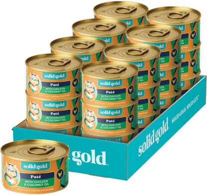Solid Gold Wet Cat Food Pate for Indoor Cats - Healthy Canned Cat Food Pate W/Real Chicken, Omega Fatty Acids, Vitamins & Minerals - Grain Free & Gluten Free Can Meals for Cats & Kittens - 24Ct/3Oz31