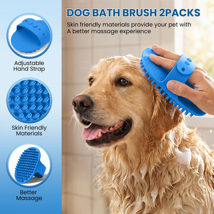 Double-Sided Pet Grooming Rake - 4-In-1 Professional Pet Grooming Kit Deshedding Dematting Tool for Dogs Cats Extra-Wide Grooming Brush & Deshedder Comb for Long & Short Haired Pets (Blue Kit 4PCS)4