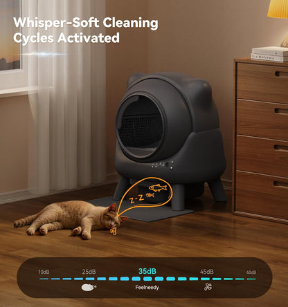Automatic Litter Box, FEELNEEDY Self Cleaning Litter Box, Odor Control Robot, Cat Ears Design, 65L APP Real-Time Monitor, Cat Litter-Boxs for Multiple Cats, Safety Sensors, with 1 Trash Bag6