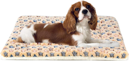 Mora Pets Dog Crate Pad - Ultra Soft Pet Bed with Cute Star Print, Washable Mat for Large Medium Small Dogs, Reversible Fleece Kennel Liner, Cat Bed 23 X 18 Inch Brown1