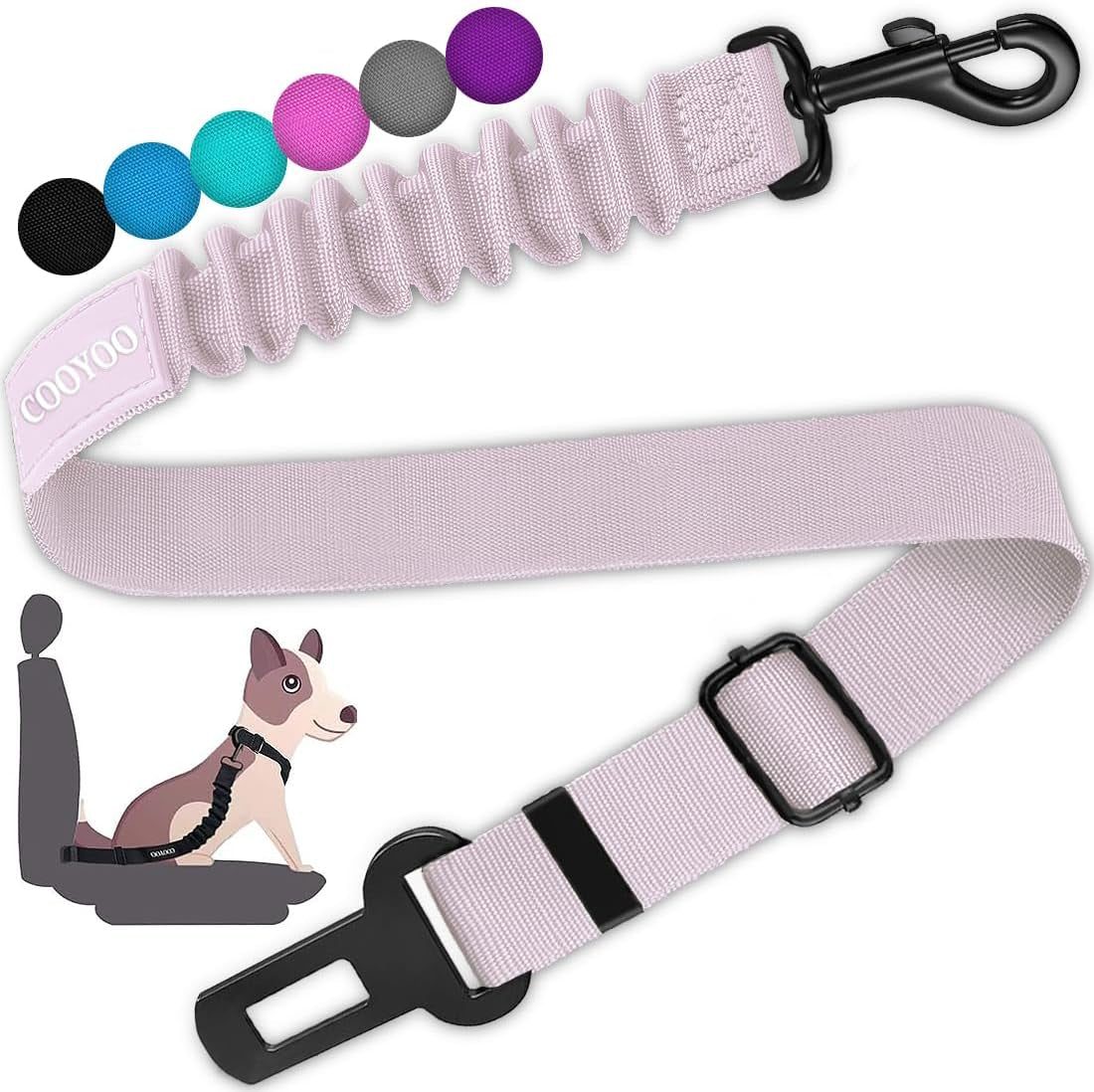 cooyoo-dog-seat-belt-durability-retractable-dog-car-harness-adjustable-dog-seat-belt-for-vehicle-nylon-pet-safety-seat-belts-heavy-duty-elastic-1-pack-black
