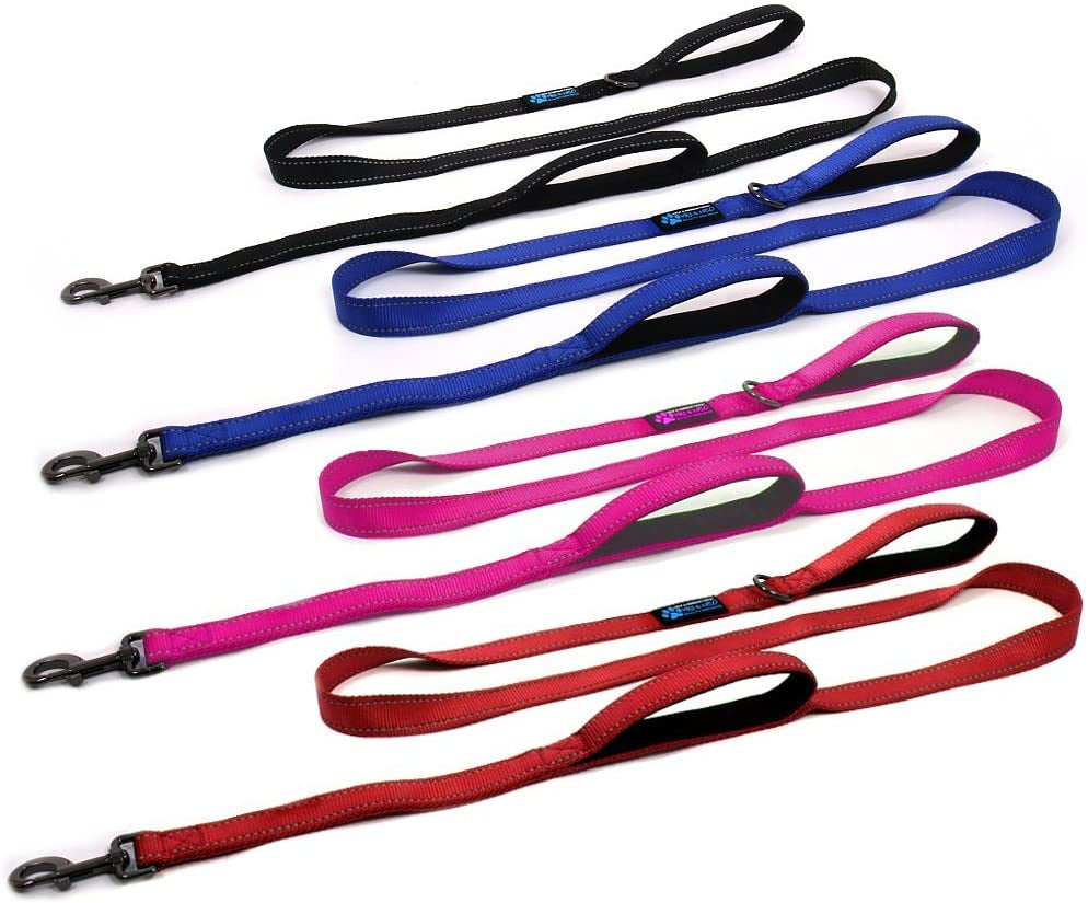 max-and-neo-double-handle-traffic-dog-leash-reflective-donates-to-dog-rescue-black-6-ft