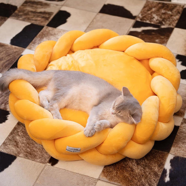 CHEERPALS Weave Cat Bed for Indoor Cats,Cute Pet Bed with Washable Cushion Fluffy Kitty Bed for Small Dog(Dark Gray)12