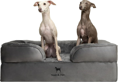 NOAH & PAW Large Dog Bed, 35X25X11 Inch, Orthopedic Dog Beds, Eggshell Memory Foam Infused with Cooling Gel, Inner Cover, Water Resistant, Machine Washable (Faux Leather)11