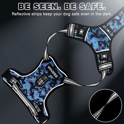 Dog Harness No Pull, Pet Harnesses with Dog Collar, Adjustable Reflective Oxford Outdoor Vest, Front/Back Leash Clips for Small, Medium, Large, Extra Large Dogs, Easy Control Handle for Walking7