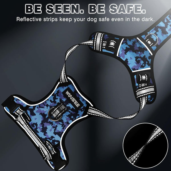 Dog Harness No Pull, Pet Harnesses with Dog Collar, Adjustable Reflective Oxford Outdoor Vest, Front/Back Leash Clips for Small, Medium, Large, Extra Large Dogs, Easy Control Handle for Walking7