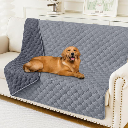 Smiry Waterproof Dog Bed Cover, Reversible Pet Blanket for Sofa Couch | Soft Washable Dog Blanket, Leakproof Couch Cover for Dogs Cats & Furniture Protection, 52X82, Grey/Dark Grey62