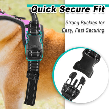 BARKBAY No Pull Pet Harness Dog Harness Adjustable Outdoor Pet Vest 3M Reflective Oxford Material Vest for PINK Dogs Easy Control for Small Medium Large Dogs (L)7