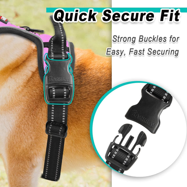 BARKBAY No Pull Pet Harness Dog Harness Adjustable Outdoor Pet Vest 3M Reflective Oxford Material Vest for PINK Dogs Easy Control for Small Medium Large Dogs (L)7