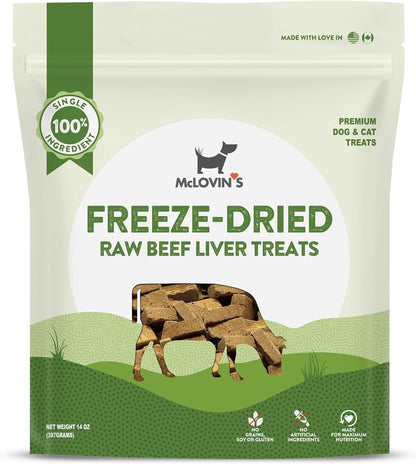 Mclovin'S Pet Freeze Dried Raw Beef Liver Dog Treats and Toppers, 14 Oz. - Single Ingredient, Grain-Free, Gluten-Free, High-Protein Treat – Healthy Dog Training Treats1