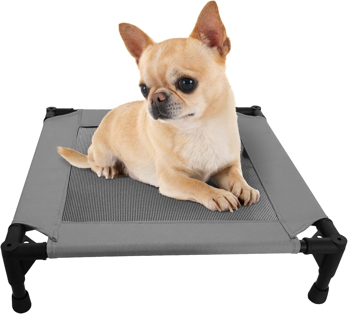 pozico-elevated-pet-bed-with-breathable-mesh-for-small-cat-and-dog-raised-cooling-pet-cot-for-puppy-and-kitty-18-9x18-9-inch-black-bed