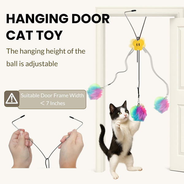 Interactive Cat Toys for Indoor Cats, Self-Play Hanging Door Toy for Kitten, Adjustable Height Exercise Bell Ball to Keep Kittens Active3
