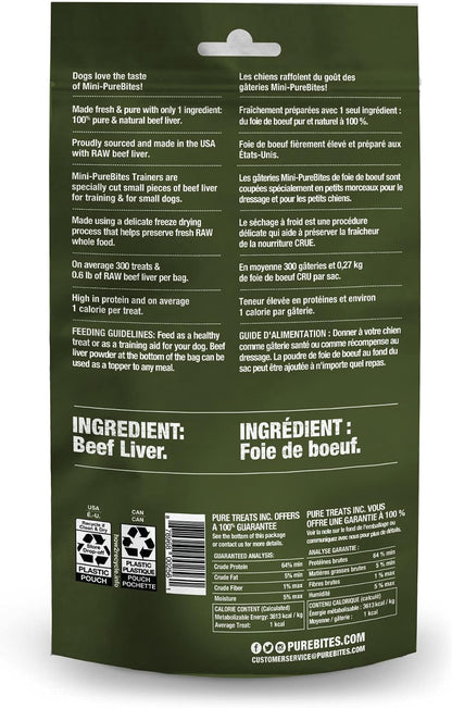 Purebites Mini Beef Liver Freeze Dried Dog Treats, 1 Ingredient, Made in USA, 3Oz2