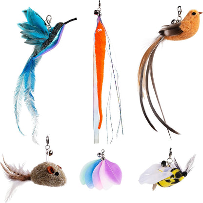 JXFUKAL 2025 Latest Cat Toys, 2 in 1 Spring Cat Wand Toy with 2PCS Ultra-Long Cat Teaser, 4PCS Spring Steel Wire & 5PCS Feather Refills for Kitty Kitten Indoor Cats Accessories9