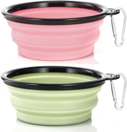 Large Dog Bowl Pet Collapsible Bowls, 2 Pack Collapsible Dog Water Bowls for Cats Dogs, Portable Pet Feeding Watering Dish for Walking Parking Traveling with 2 Carabiners (Large, Black+Black)15