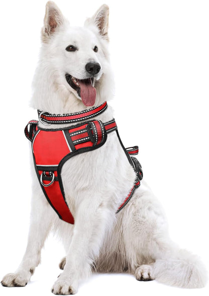 Dog Harness No Pull, Pet Harnesses with Dog Collar, Adjustable Reflective Oxford Outdoor Vest, Front/Back Leash Clips for Small, Medium, Large, Extra Large Dogs, Easy Control Handle for Walking11