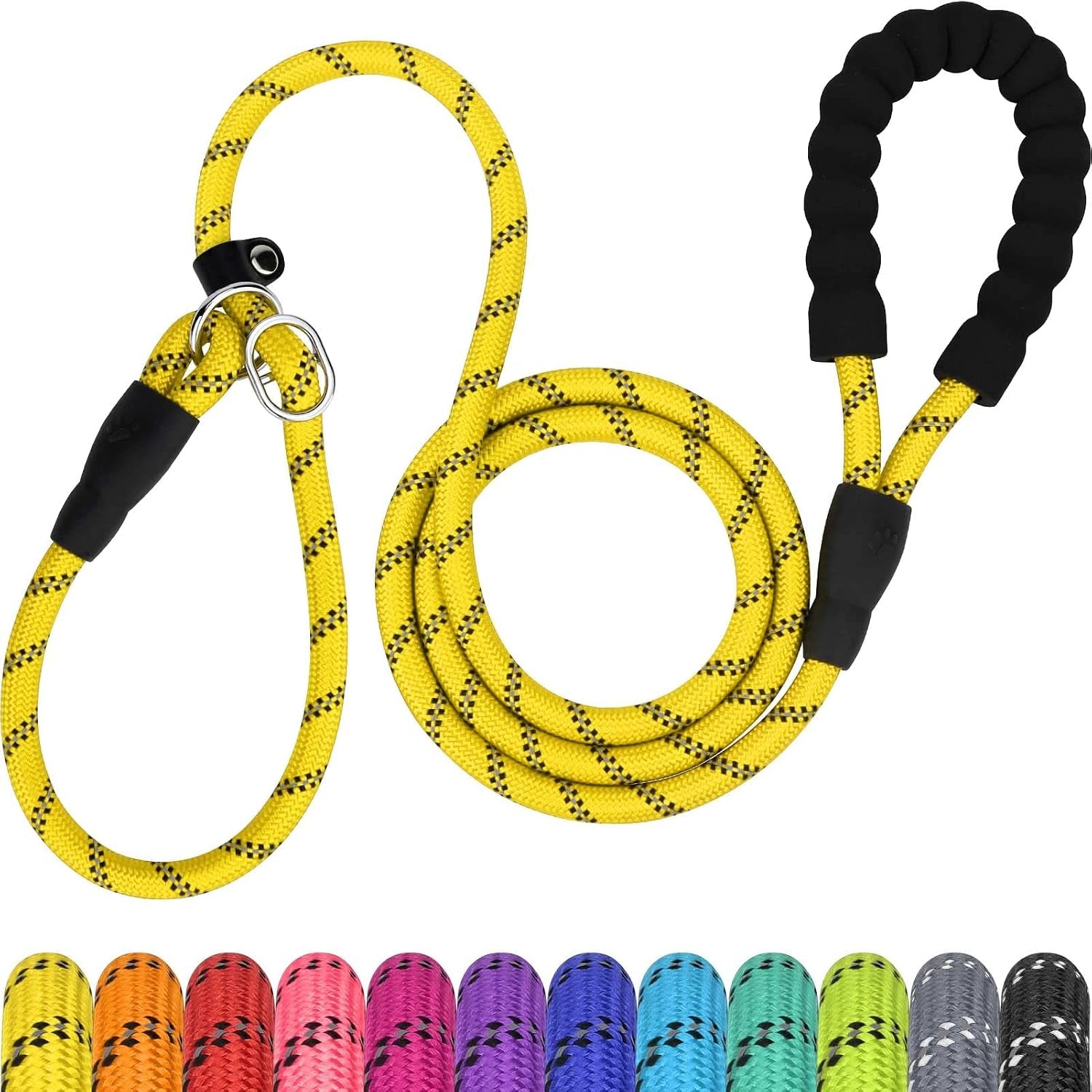 tagme-slip-lead-for-dogs-no-pull-training-leash-padded-handle-hot-pink-braided-climbing-rope-reflective-stitching-6-ft-fits-small-to-large-dogs-up-to-250-lbs-cushioned-grip-no-leash-burn