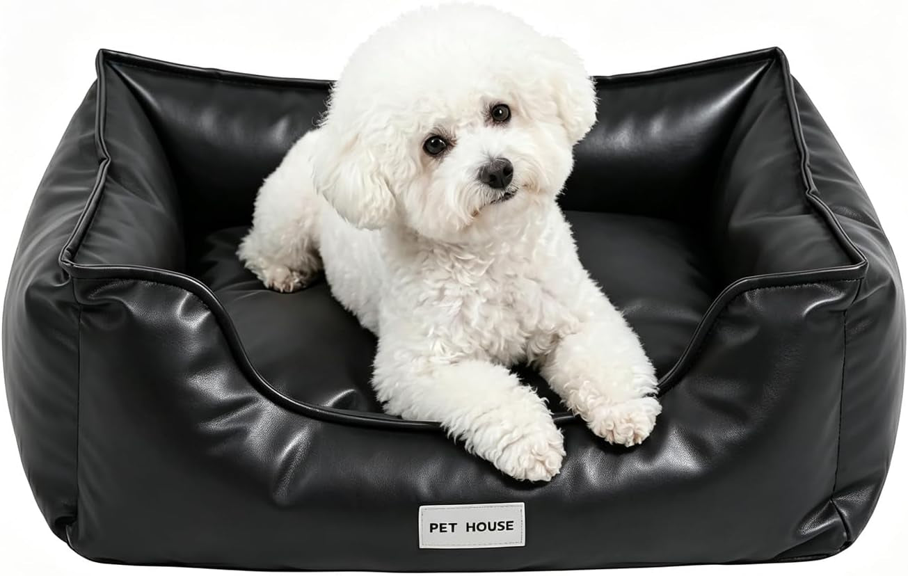 marchul-faux-leather-dog-bed-waterproof-cat-sofa-bed-with-non-slip-bottom-leather-dog-bed-washable-pet-couch-for-small-and-medium-dogs-cats-29-5-x-23-6in-black