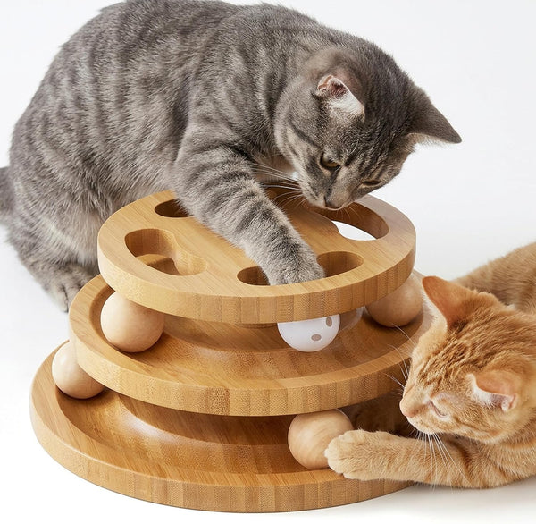 ZOMISIA Cat Ball Track Toy with Puzzle Top, Wooden Cat Toys for Indoor Cats | Interactive Spinning Balls, Large Cat Ball Tower for Kitten Exercise Mental Stimulation Self Play Home Enrichment1