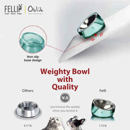 Felli Oblik Elevated Cat Bowl Removable Stainless Steel Wide Dish for Dry Wet Food Feeding & Dishwasher Clean, Slanted Whisker Fatigue Friendly Metal Plate (Classic, 0.5 Cups Shallow Dish)8