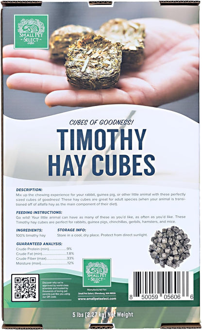 Small Pet Select - Straight Timothy Hay Cubes - 100% All Natural Timothy Hay, Not Blended - Delivered Fresh, Guarantee, (5 Lb) | 100% Natural Timothy, Not Blended, Delivered Fresh, Compressed Forage, for Chinchillas, Bunnies & Small Pets4