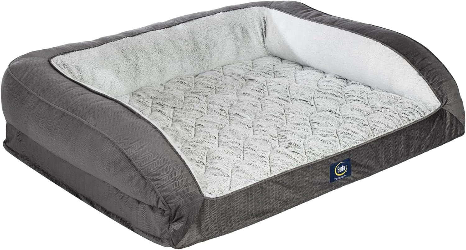 serta-orthopedic-supportive-foam-quilted-couch-dog-bed-with-soft-bolsters-slate-gray-x-large