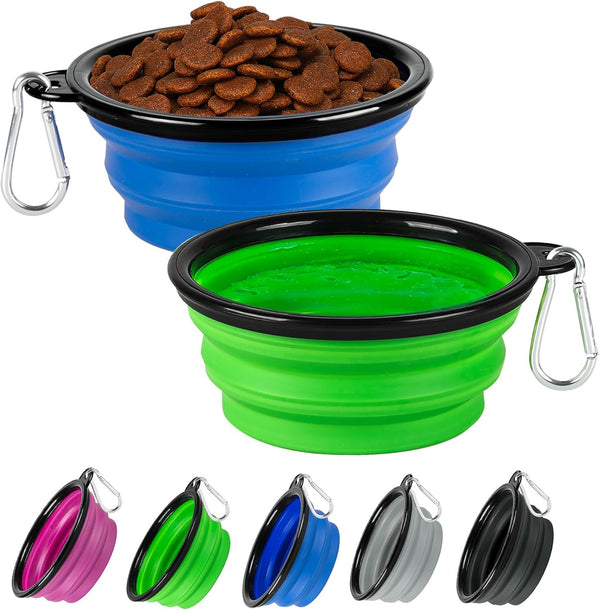 Collapsible Dog Bowl Large 34Oz, Travel Dog Water Bowl Portable | 2 Pack, 2 Carabiner Clips, Silicone Travel Dog Bowl Foldable, Feeding Watering Dish Bowl, for Parking, Walking, Camping16