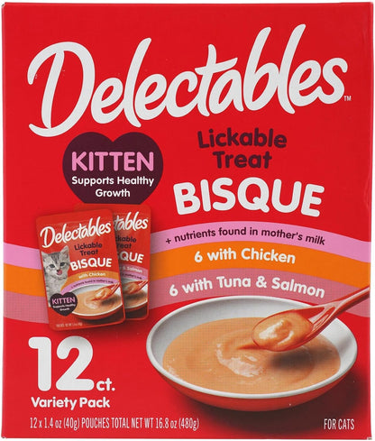 Delectables Bisque Kitten Lickable Wet Cat Treats - Tuna & Chicken (Pack of 12) ( Packaging May Vary )12
