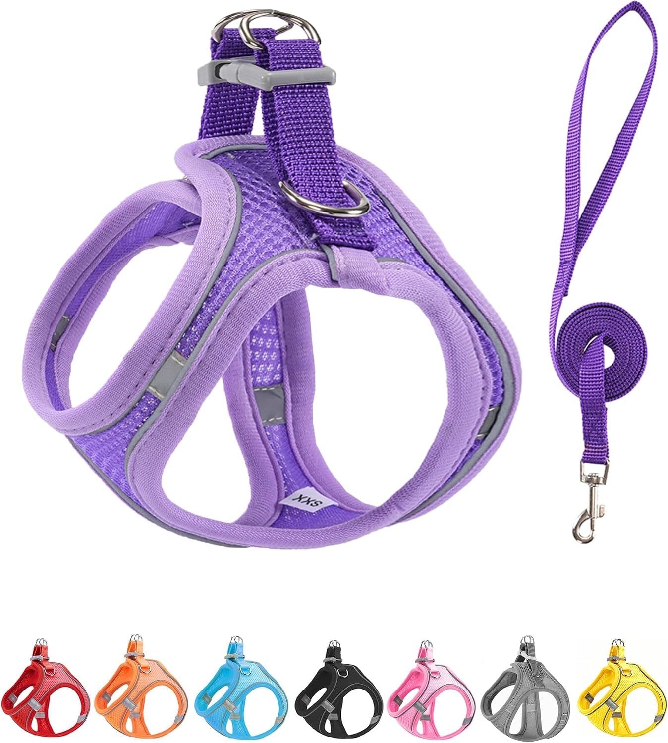 xxxs-pink-soft-mesh-dog-harness-and-leash-set-no-escape-puppy-harnesses-for-training-walking-reflective-adjustable-puppy-vest-for-small-medium-dogs-cats-pink-xxxs