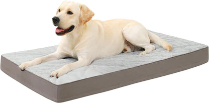 KSIIA Orthopedic Dog Bed for Large Dogs with Waterproof Lining, Grey, 35X22 | Deluxe Soft Plush Dog Crate Bed, Washable Pet Mat with Removable Cover & Egg Crate Foam for Large Dogs Sleeping & Relaxing1