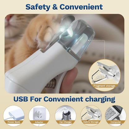 2-In-1 Dog&Cat Nail Clippers with Light, Type-C Pet Claw Trimmer & Grinder3