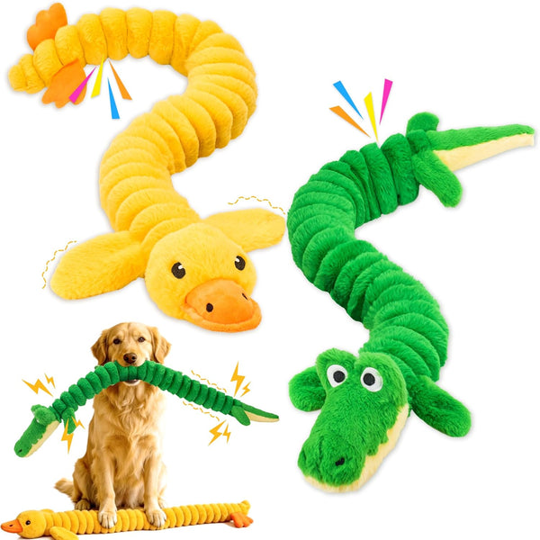LECHONG 2-Pack 40” Extra-Long Squeaky Dog Toys for Large Dogs, Soft Chew Plush Stuffed Animal Dogs Toy, Interactive Tug-Of-War Dog Toys for All Dogs to Keep Them Busy1