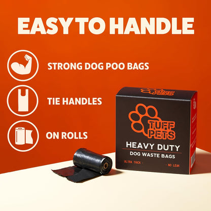 Tuff Pets Dog Poop Bags Rolls with Handles, Extra Thick Poop Bags for Dogs | 16 Rolls of Heavy Duty Doggie Poop Bags, Fits Any Standard Dispenser2