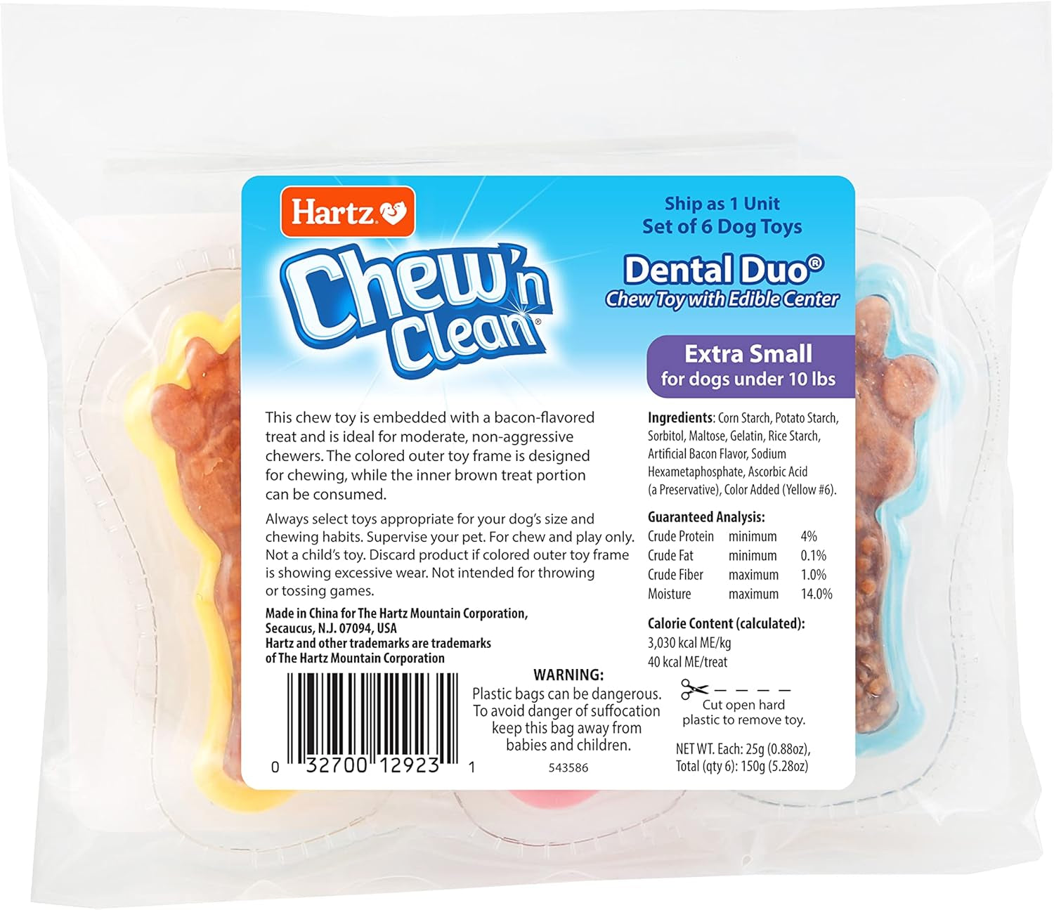 hartz-chew-n-clean-dental-duo-dog-treat-chew-toy-color-varies-extra-small-6-count