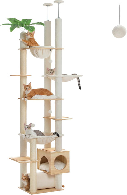 PETEPELA Cat Tree for Indoor Cats, 34.6" Small Cat Tower with Scratching Posts, 2 Condos, Scratching Ramp & Dangling Toys, Cat Play House for Kittens and Small Cats | Compact Tower with Thick Sisal Posts, 2 Condos, Dangling Toys & a Cozy Top Bed—For Kittens & Small Cats12