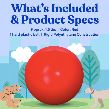 Doggie Dooley Virtually Indestructible Dog Ball - 10 Inch Hard Plastic Interactive Dog Toy for Large Breeds over 45+ Lbs - Built for Herding & Push Play - Floats in Water, Made in USA - Red5