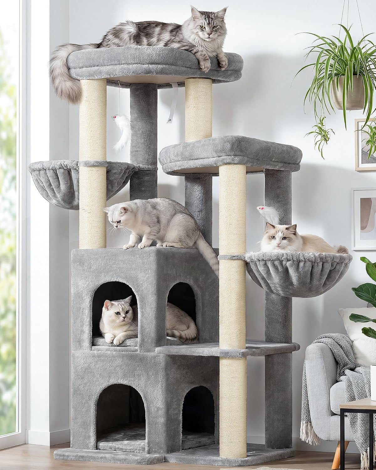 globlazer-cat-tree-tower-for-indoor-cats-50-inch-adult-cat-tree-house-for-large-adult-cats-with-steps-scratching-post-2-cat-caves-dangling-toys-fc50-light-grey