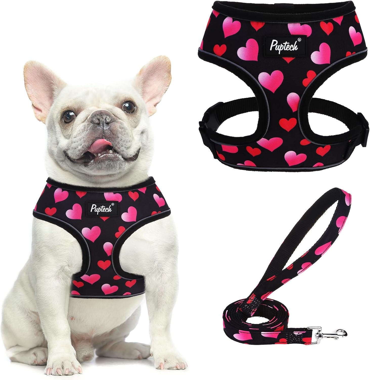 pupteck-soft-mesh-dog-harness-small-sized-and-leash-set-pet-puppy-cat-comfort-padded-vest-no-pull-harnesses-beige-s