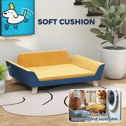 Pawhut Dog Sofa Bed, Pet Couch for Small Dogs with Soft Cushion, Removable Washable Cover, Elevated Dog Bed Couch with Anti-Slip Foot Pads, Orange | Pet Sofa, Removable Washable Cover, Elevated Pet Bed Couch, Anti-Slip Foot Pads4
